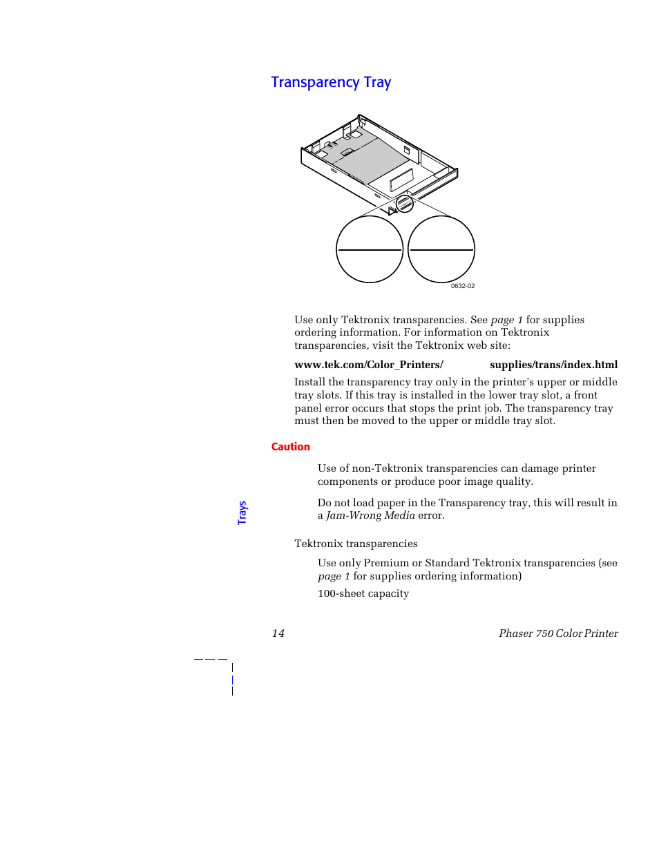 Transparency tray | Tektronix 750 User Manual | Page 25 / 74