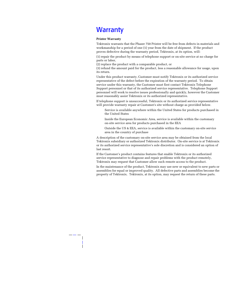 Warranty | Tektronix 750 User Manual | Page 5 / 74