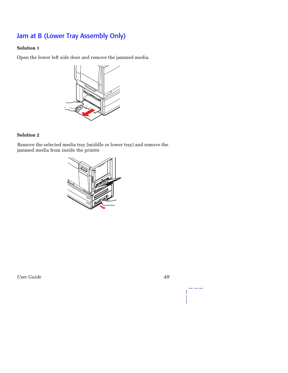 Jam at b (lower tray assembly only) | Tektronix 750 User Manual | Page 60 / 74