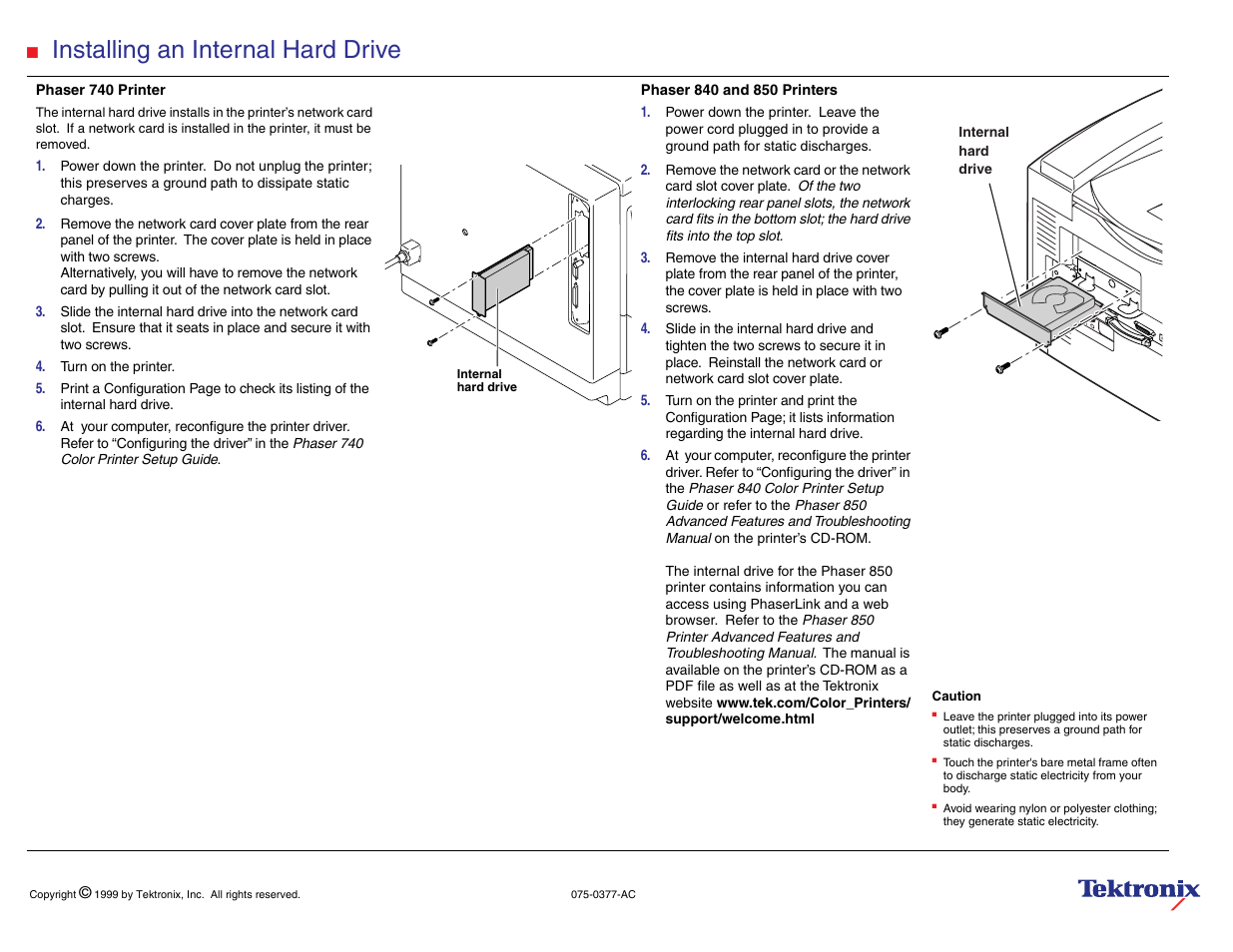 Tektronix Phaser 740 User Manual | 8 pages