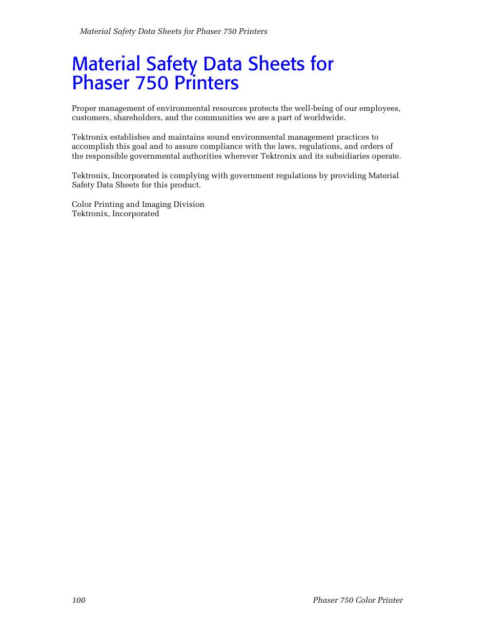 Tektronix Phaser Color Printer 750 User Manual | Page 109 / 118