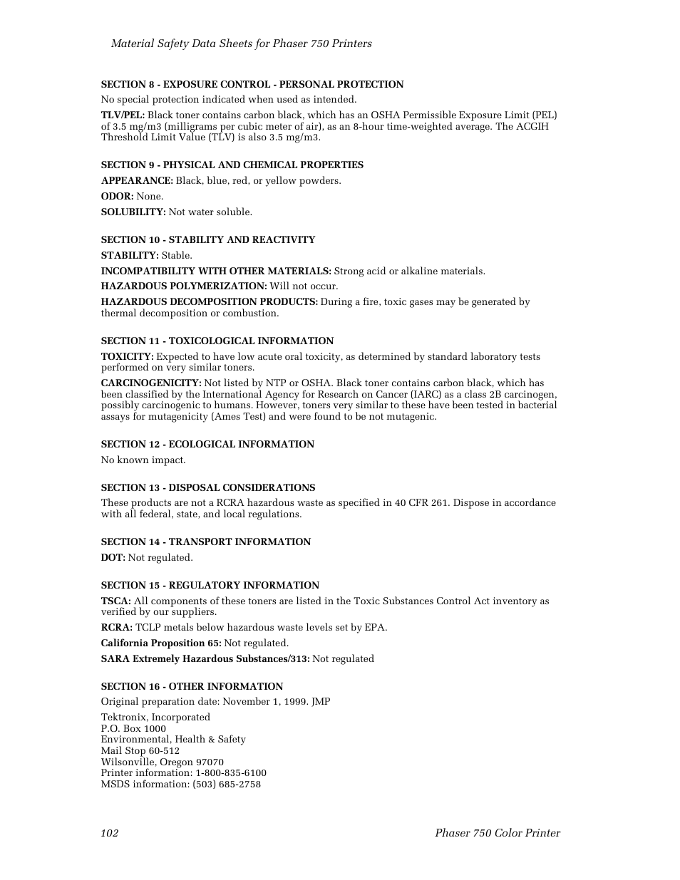 Tektronix Phaser Color Printer 750 User Manual | Page 111 / 118