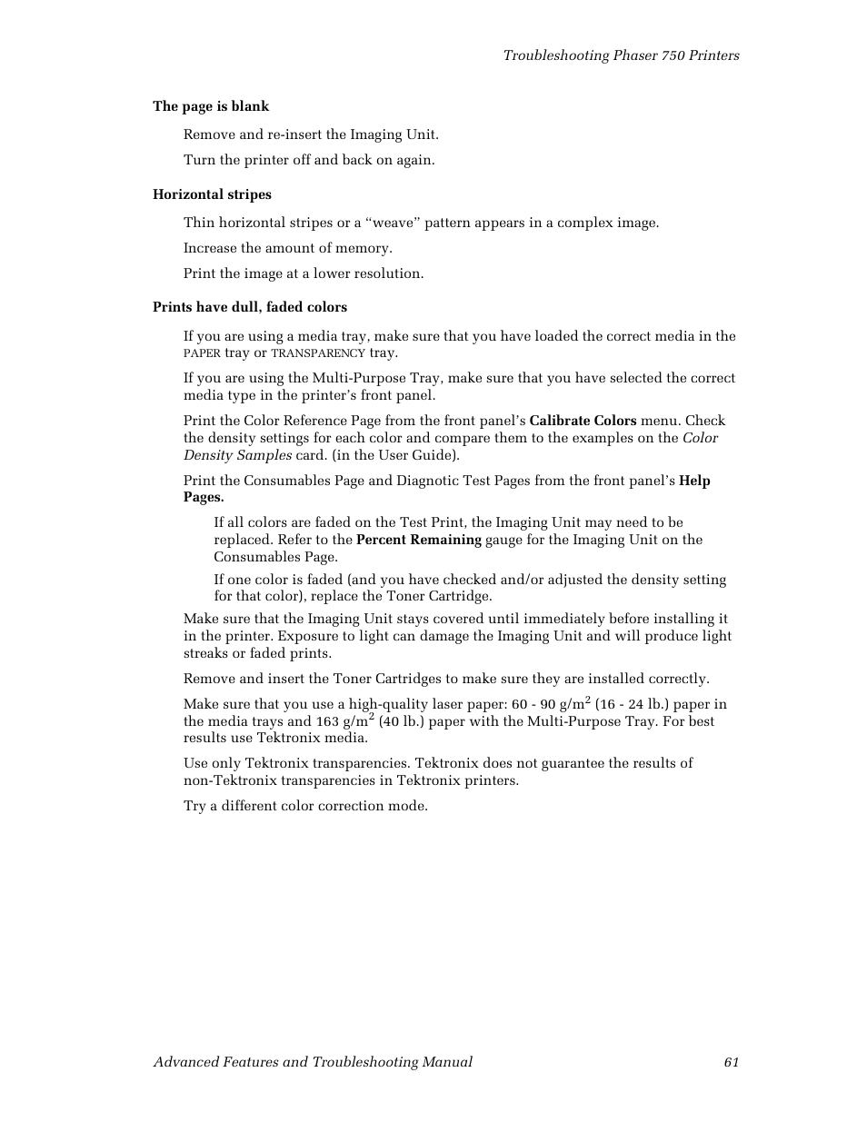 Tektronix Phaser Color Printer 750 User Manual | Page 70 / 118