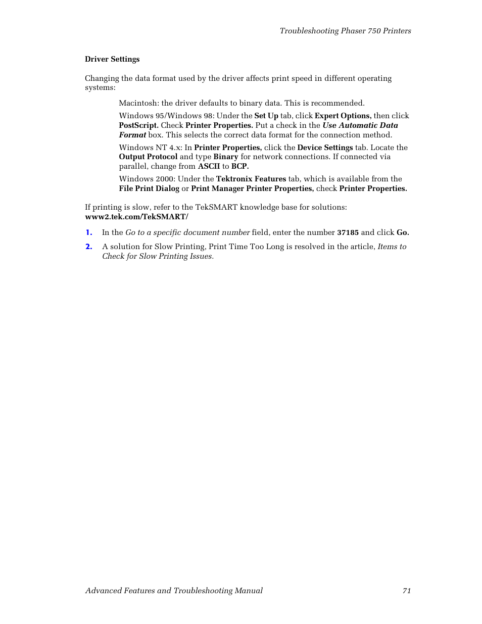 Tektronix Phaser Color Printer 750 User Manual | Page 80 / 118