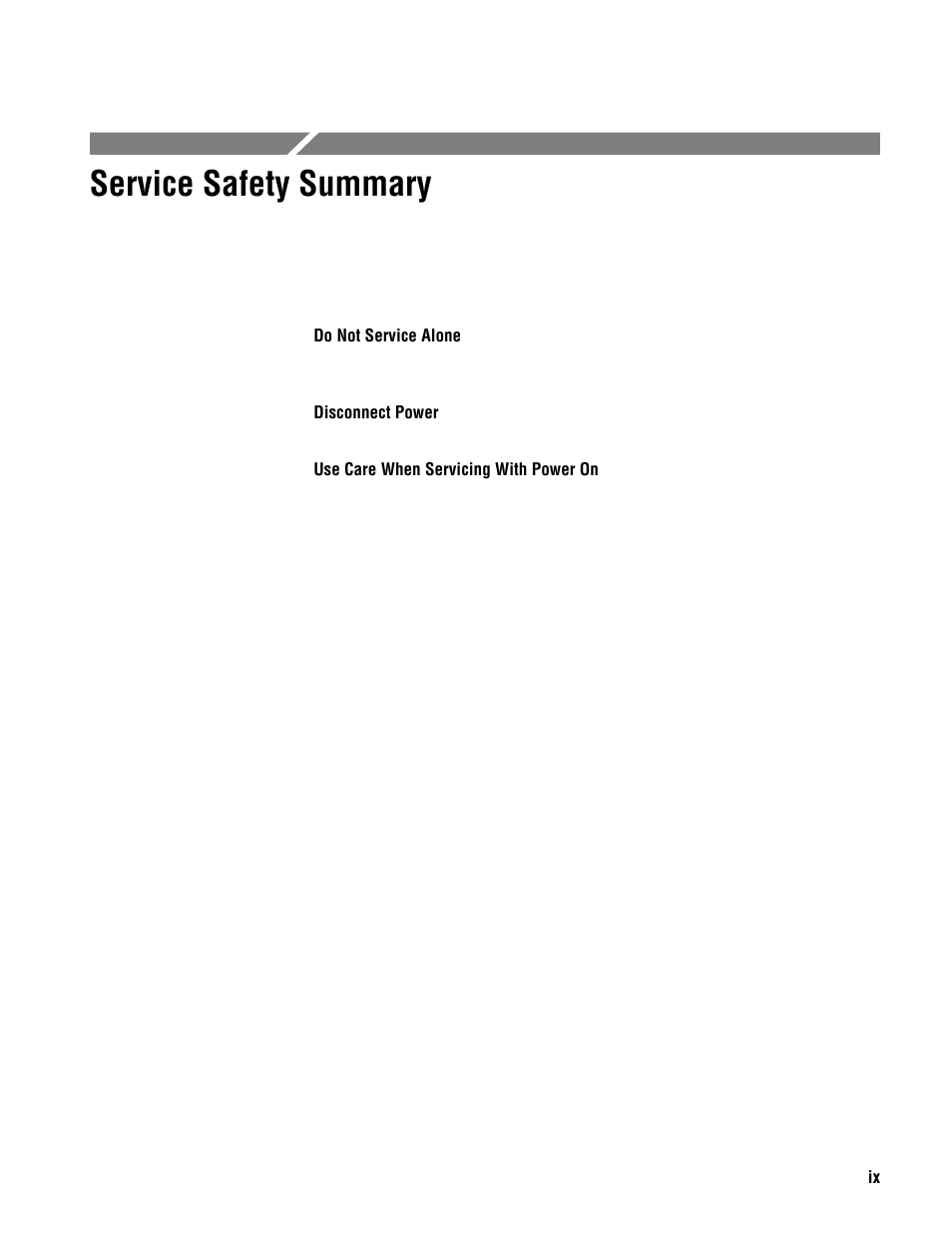 Service safety summary | Tektronix MTM400 User Manual | Page 10 / 197