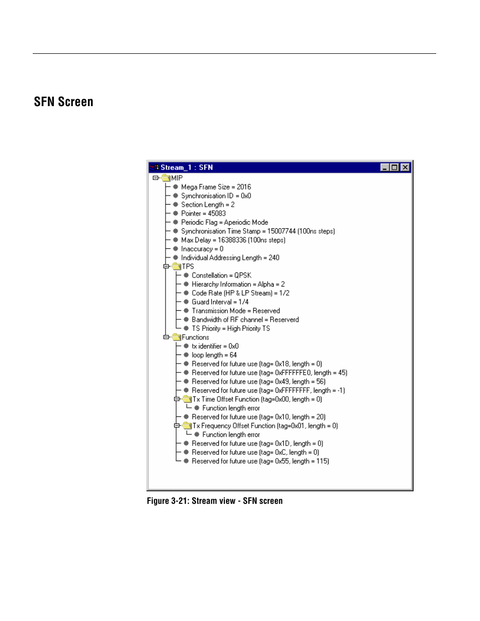 Sfn screen | Tektronix MTM400 User Manual | Page 104 / 197