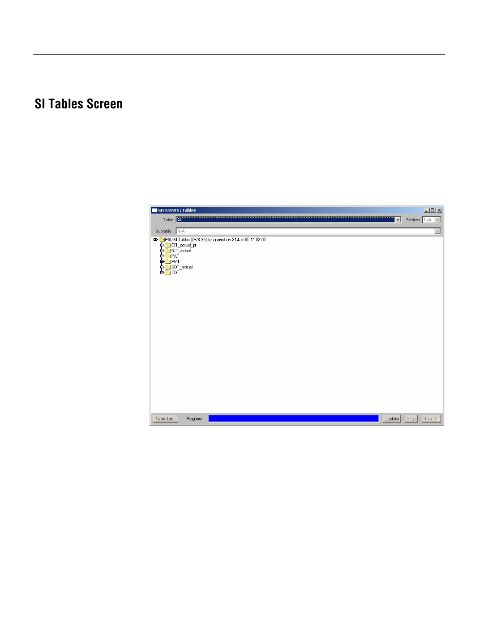 Si tables screen | Tektronix MTM400 User Manual | Page 110 / 197