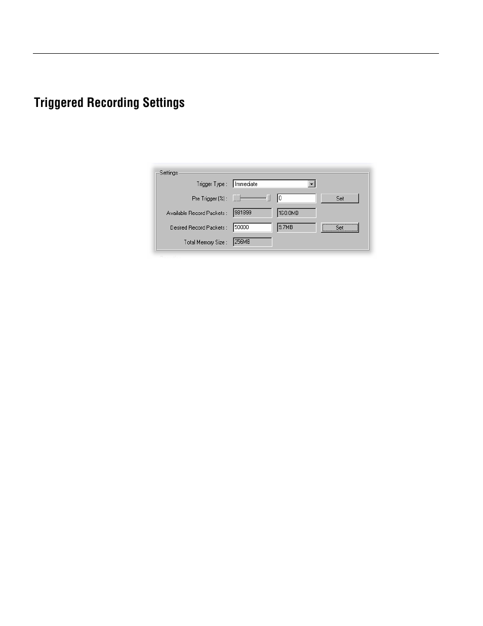 Triggered recording settings | Tektronix MTM400 User Manual | Page 145 / 197