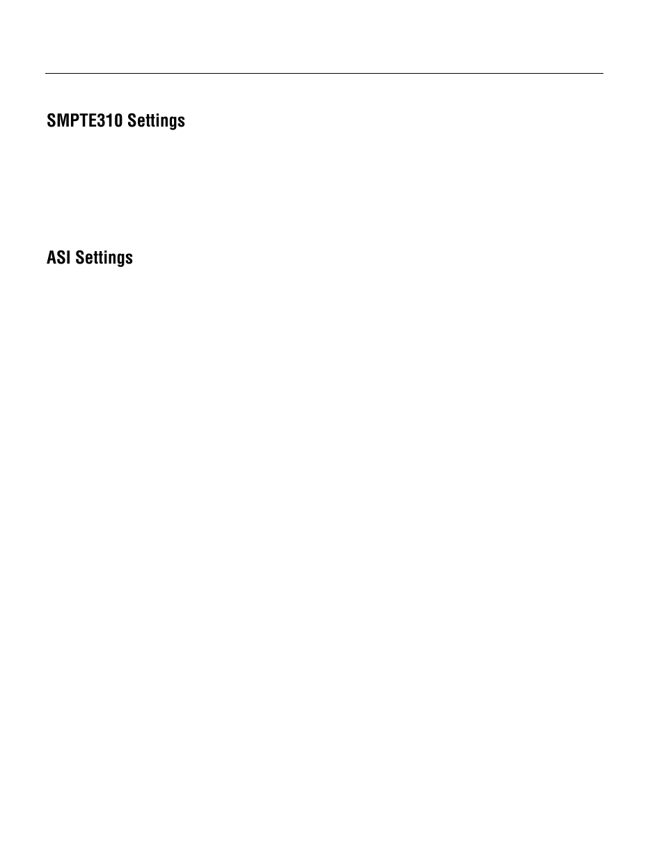 Smpte310 settings, Asi settings | Tektronix MTM400 User Manual | Page 176 / 197