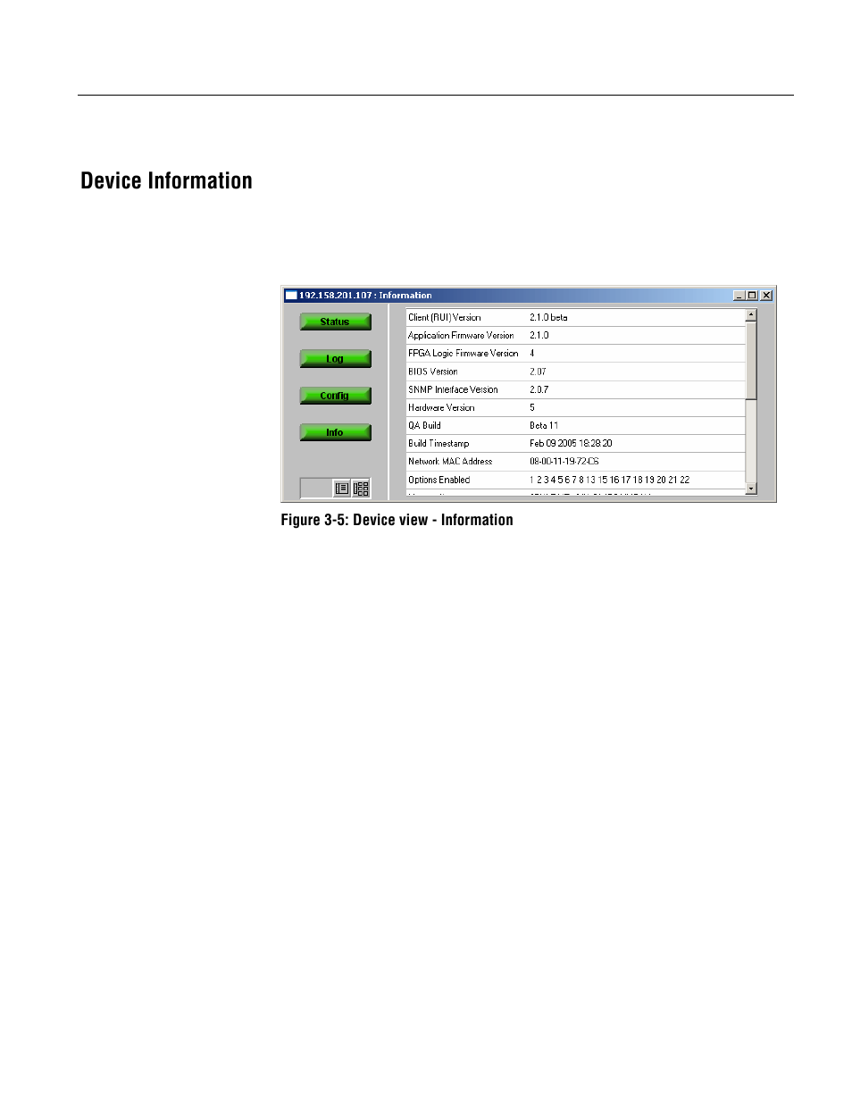 Device information | Tektronix MTM400 User Manual | Page 63 / 197