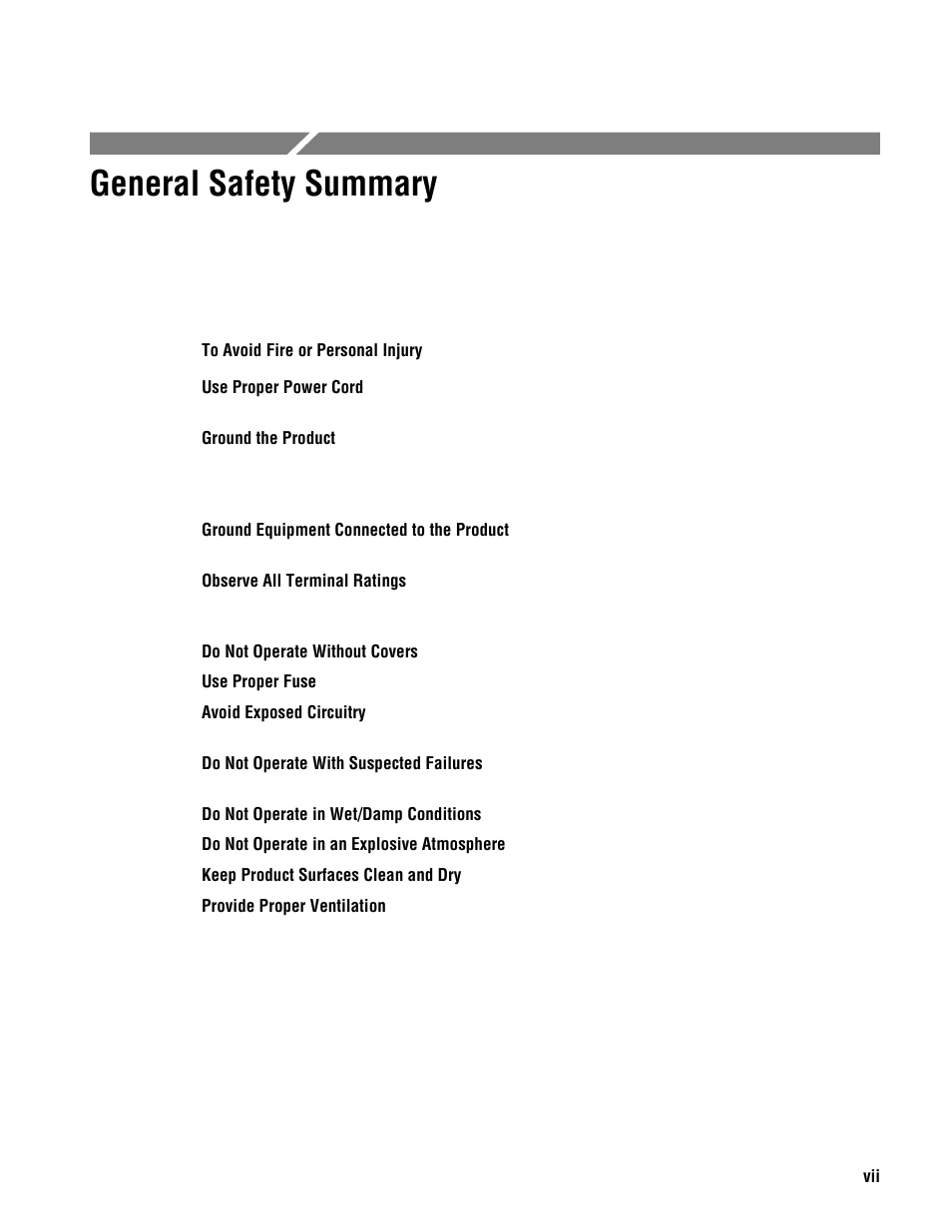 General safety summary | Tektronix MTM400 User Manual | Page 8 / 197