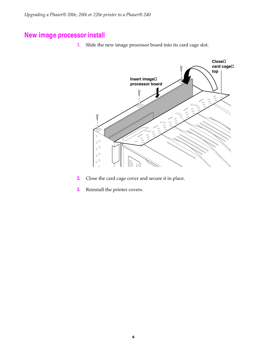 New image processor install | Tektronix PHASER 220E User Manual | Page 6 / 8