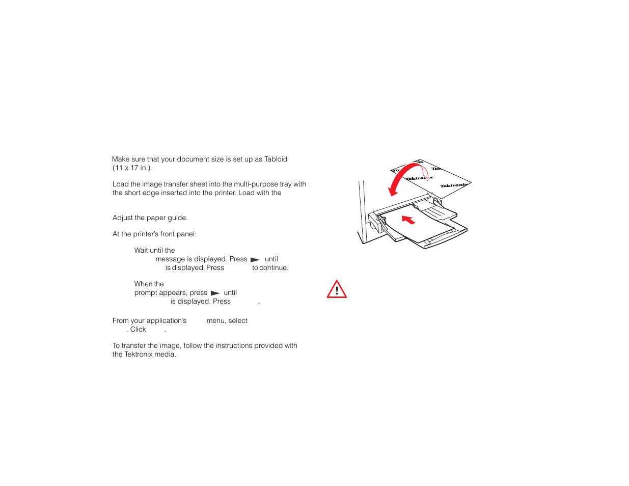 Tektronix image transfer media | Tektronix PHASER 780 User Manual | Page 21 / 48