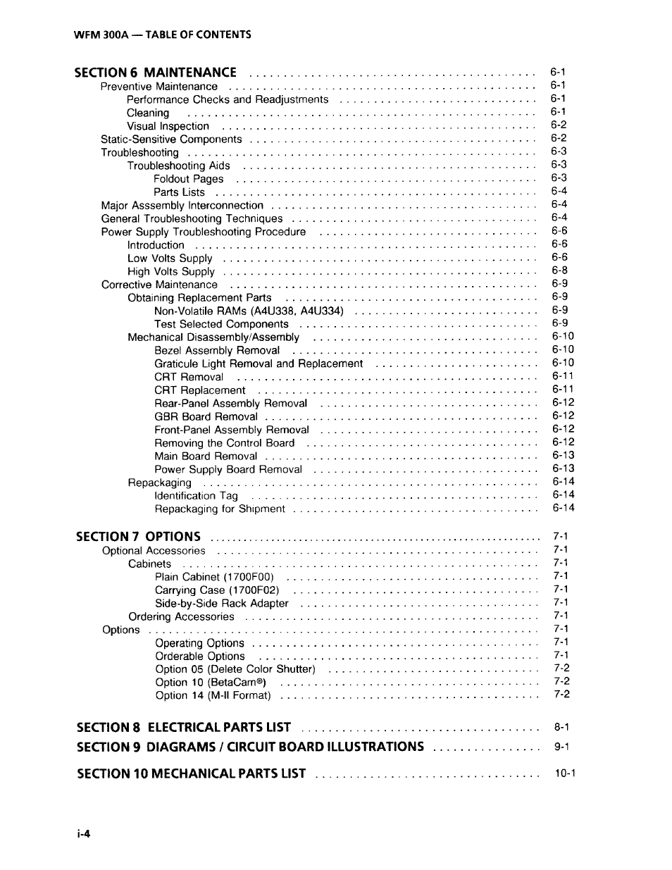 Tektronix WFM 300A User Manual | Page 10 / 212