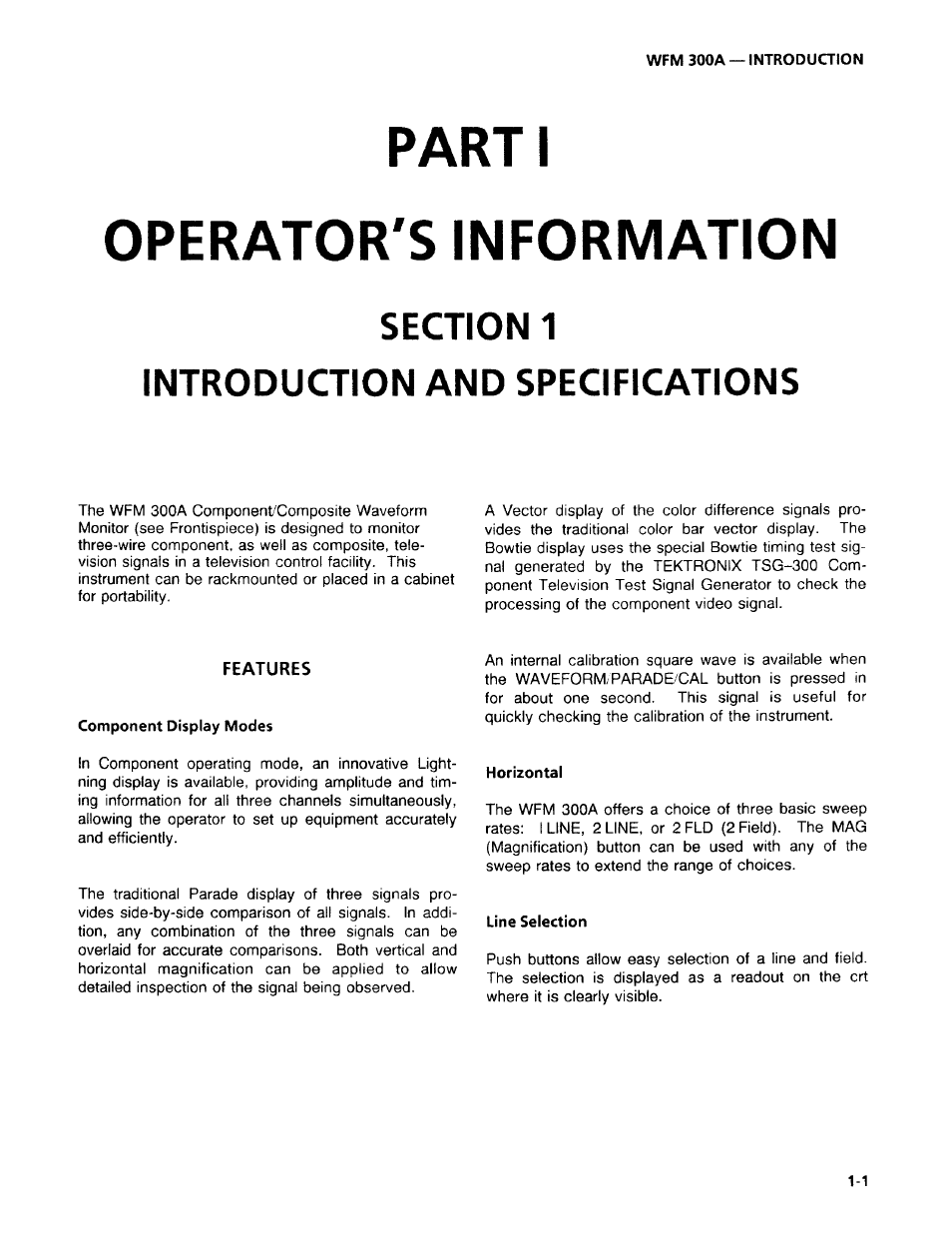 Tektronix WFM 300A User Manual | Page 17 / 212