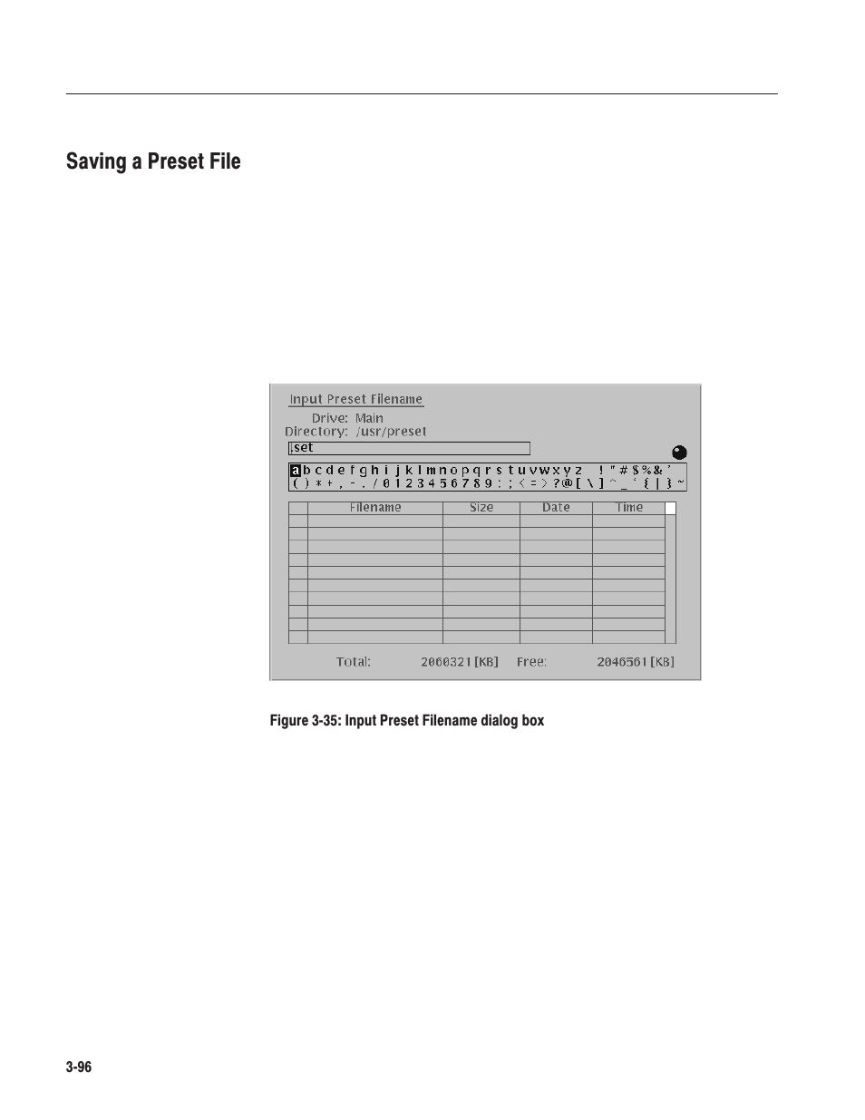 Saving a preset file | Tektronix MTG100 User Manual | Page 155 / 250