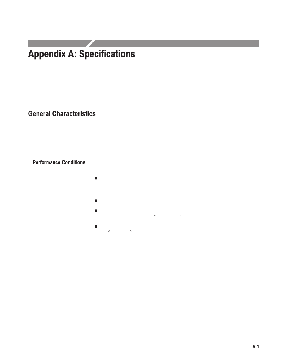 Appendix a: specifications, General characteristics | Tektronix MTG100 User Manual | Page 164 / 250