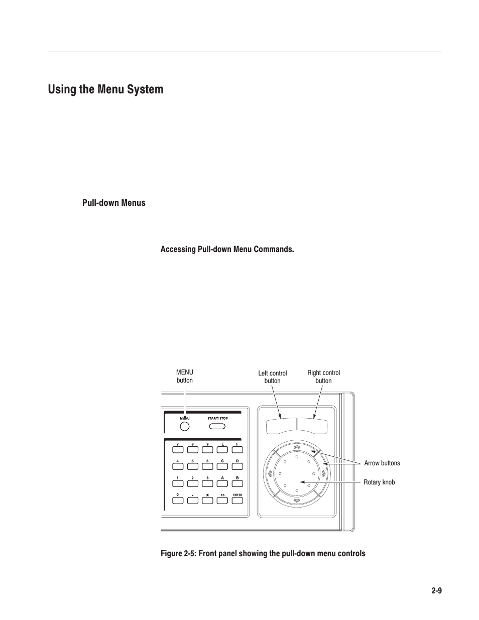 Using the menu system | Tektronix MTG100 User Manual | Page 42 / 250