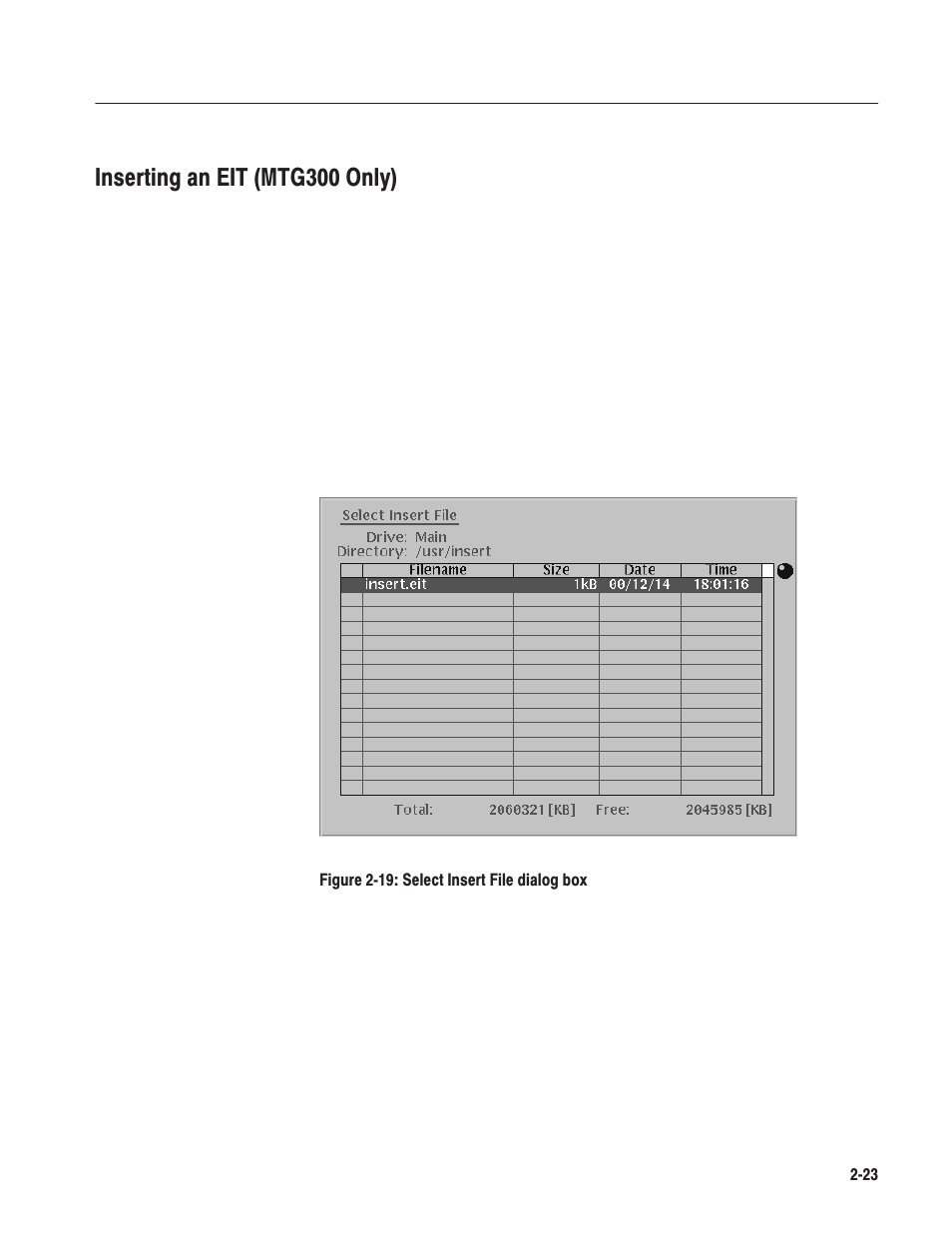 Inserting an eit (mtg300 only) | Tektronix MTG100 User Manual | Page 56 / 250