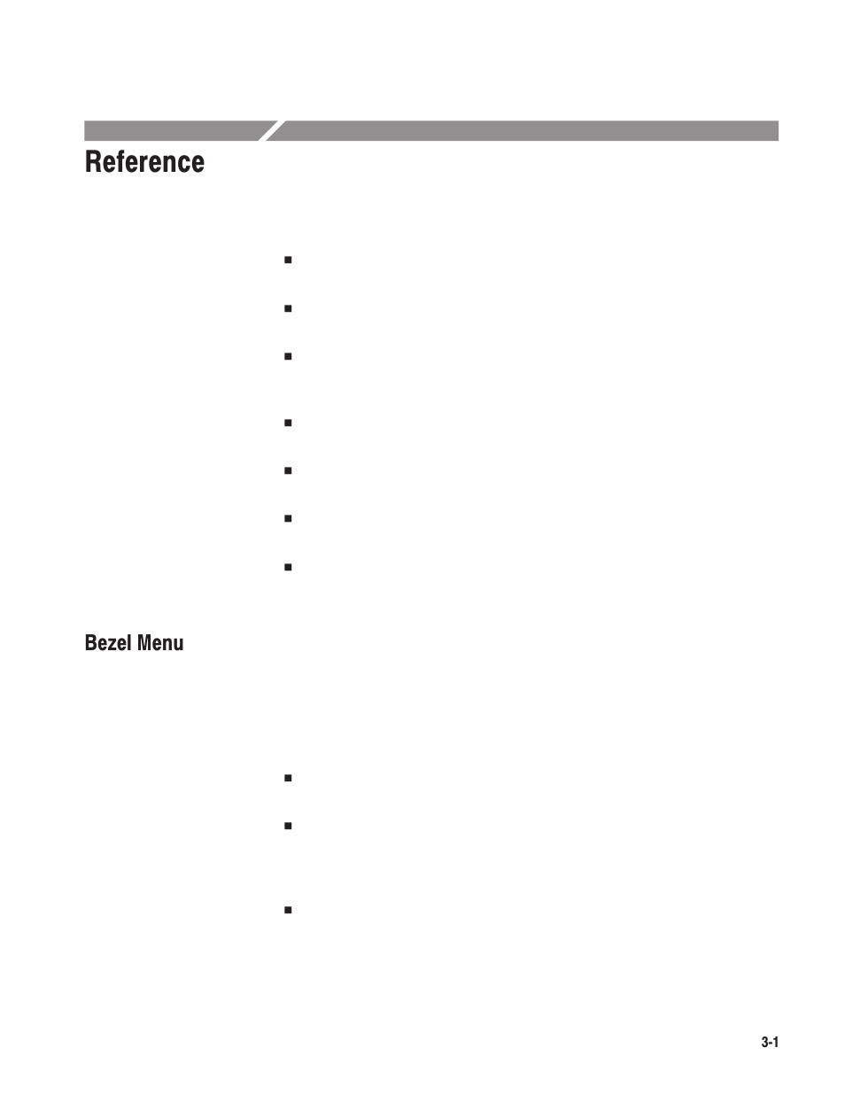 Reference, Bezel menu | Tektronix MTG100 User Manual | Page 60 / 250