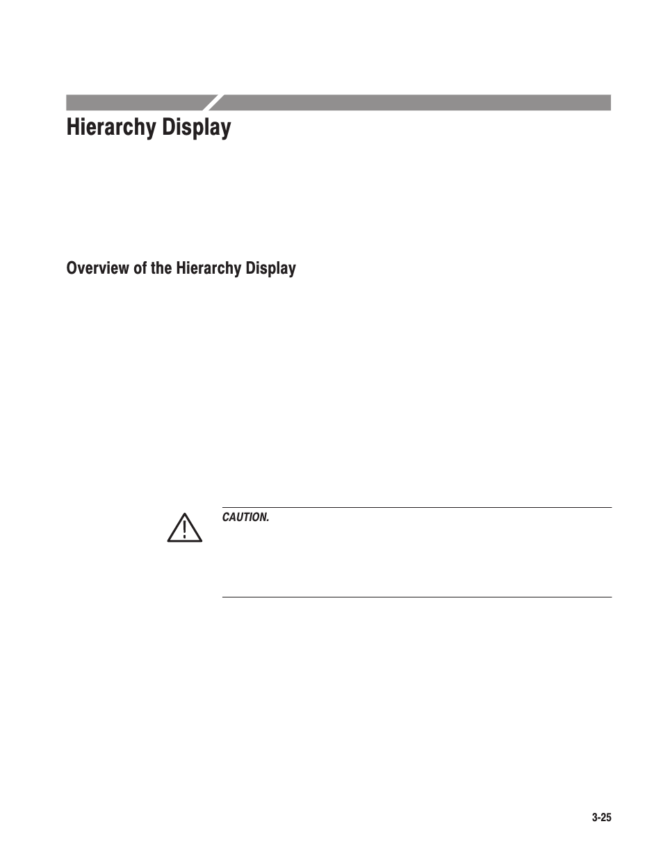 Hierarchy display, Overview of the hierarchy display | Tektronix MTG100 User Manual | Page 84 / 250