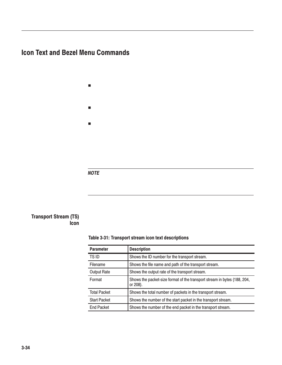 Icon text and bezel menu commands | Tektronix MTG100 User Manual | Page 93 / 250