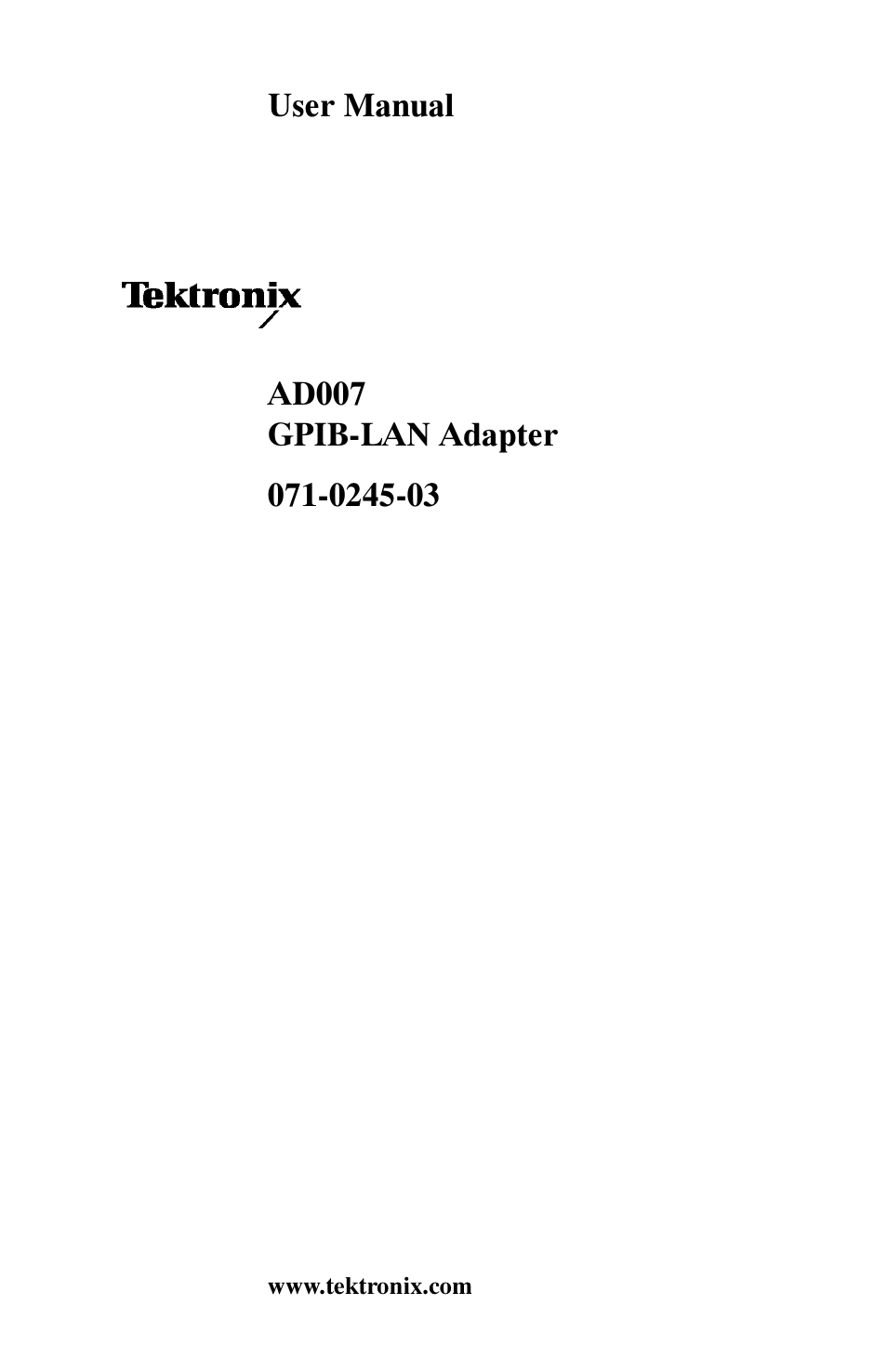 Tektronix AD007 User Manual | 88 pages