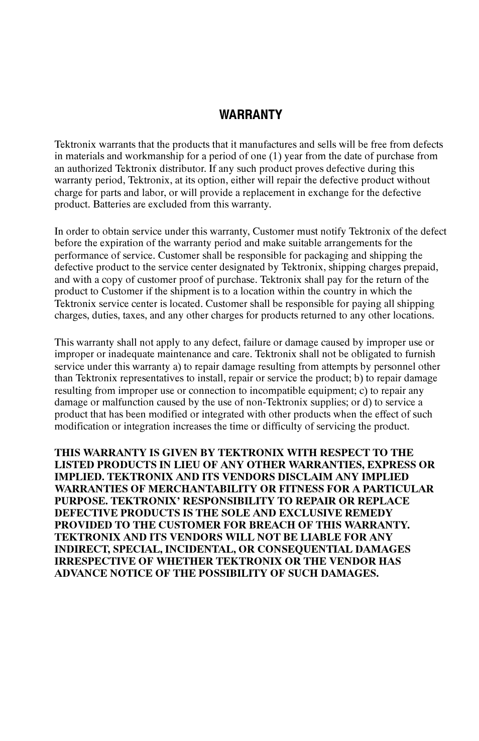 Warranty | Tektronix AD007 User Manual | Page 3 / 88