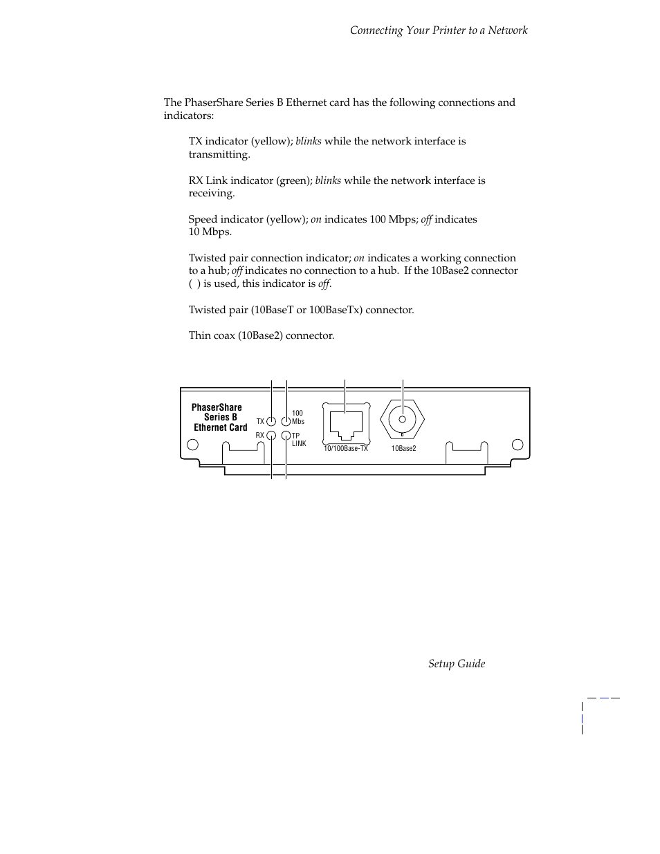 Phasershare series b ethernet card | Tektronix Phasershare Printer User Manual | Page 13 / 82