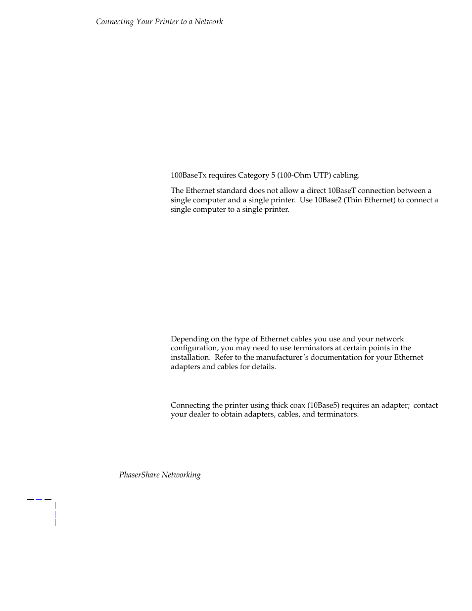 Ethernet cables and termination | Tektronix Phasershare Printer User Manual | Page 14 / 82