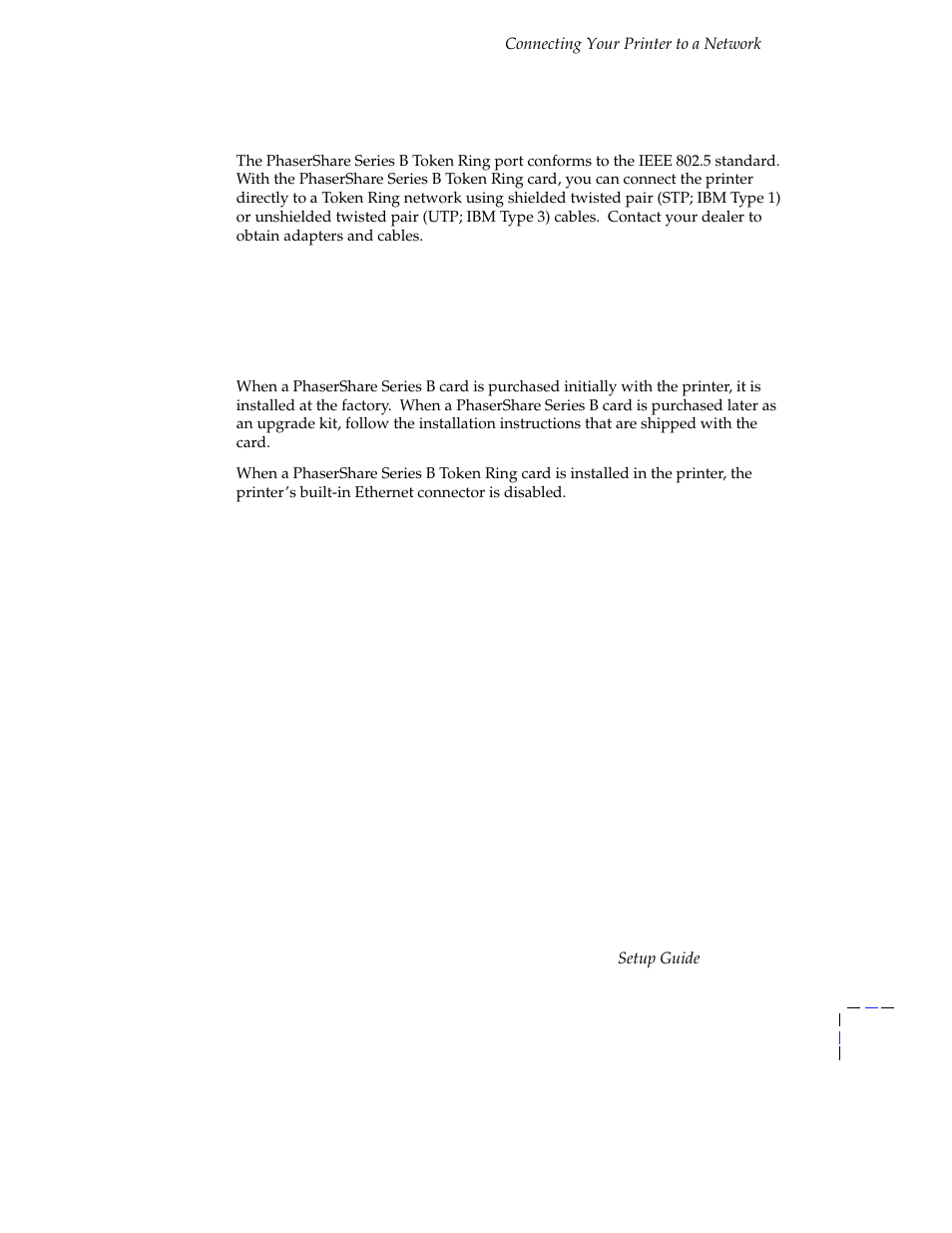 Phasershareseriesb token ringcard, Phasershare series b token ring card 9, Phasershare series b token ring card | Tektronix Phasershare Printer User Manual | Page 15 / 82