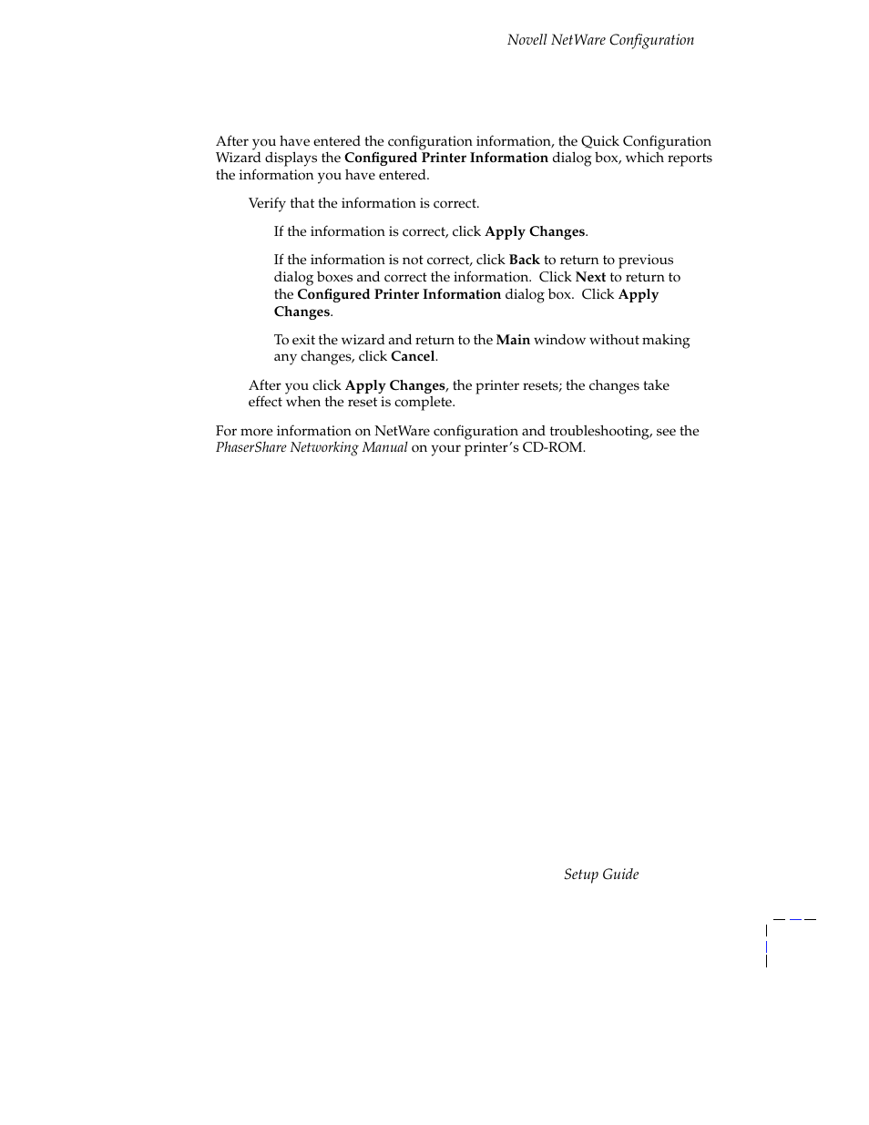 Verify information and finish the configuration | Tektronix Phasershare Printer User Manual | Page 33 / 82