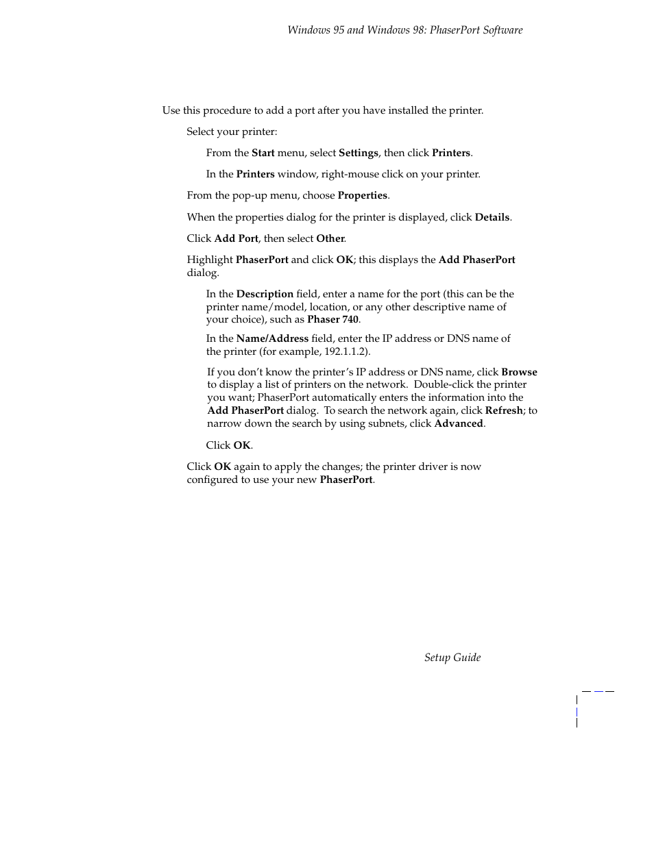 Adding a port to an existing printer, Adding a port to an existing printer 41 | Tektronix Phasershare Printer User Manual | Page 47 / 82
