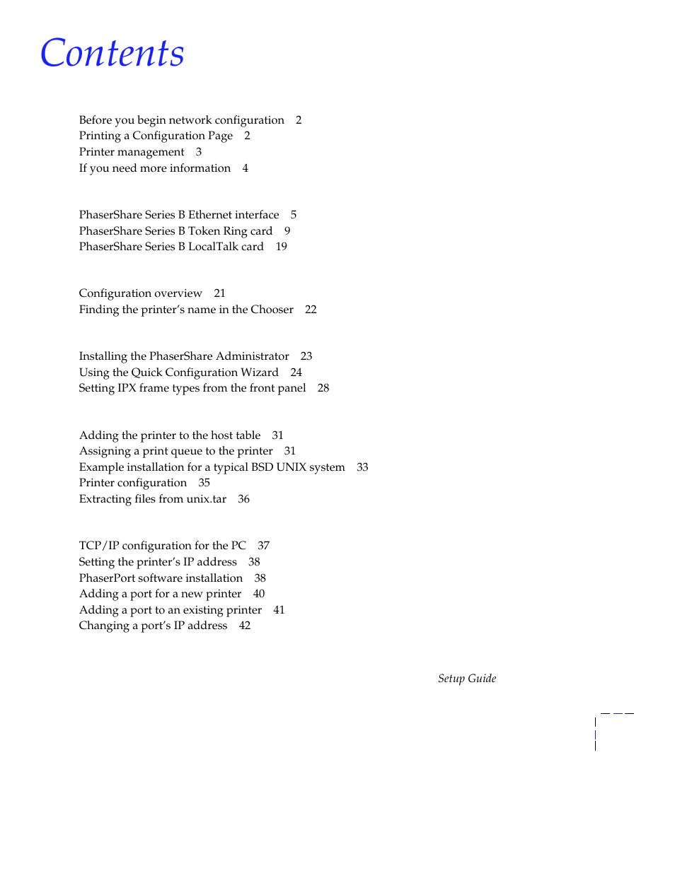 Tektronix Phasershare Printer User Manual | Page 5 / 82