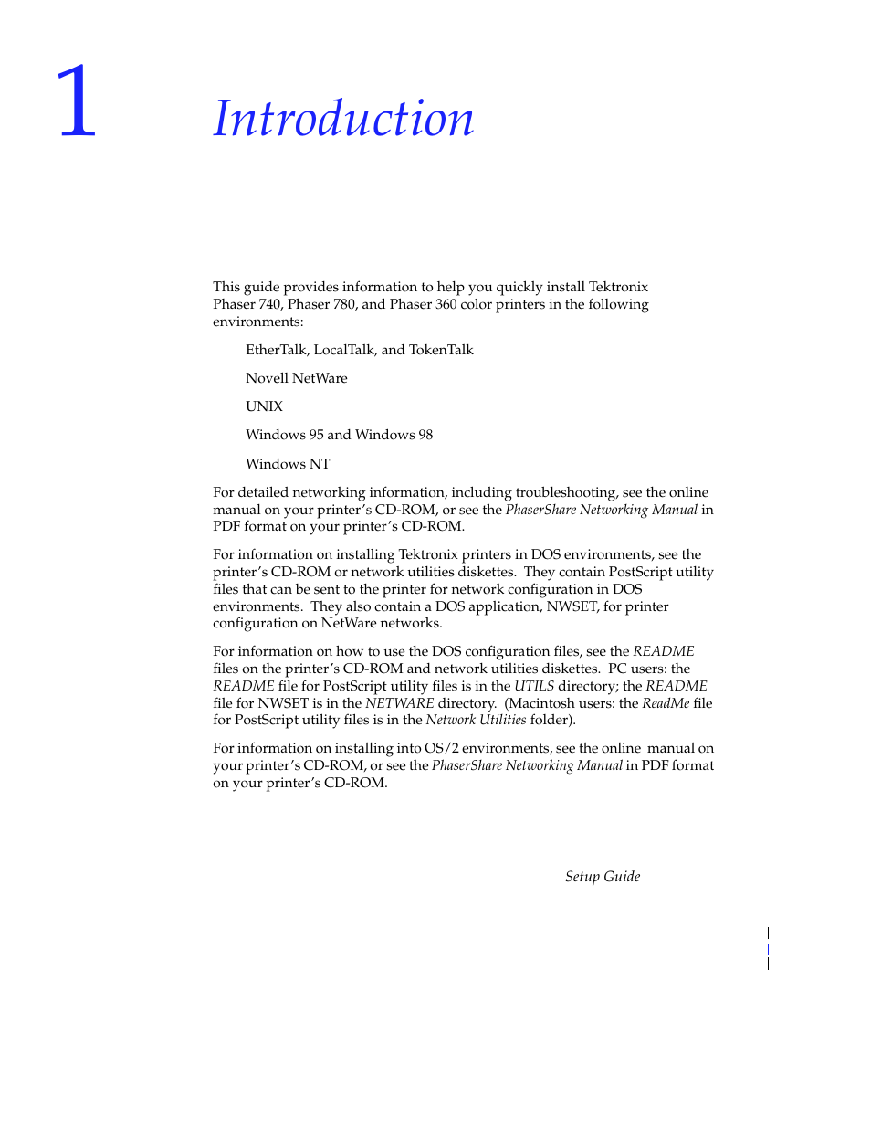 Introduction | Tektronix Phasershare Printer User Manual | Page 7 / 82