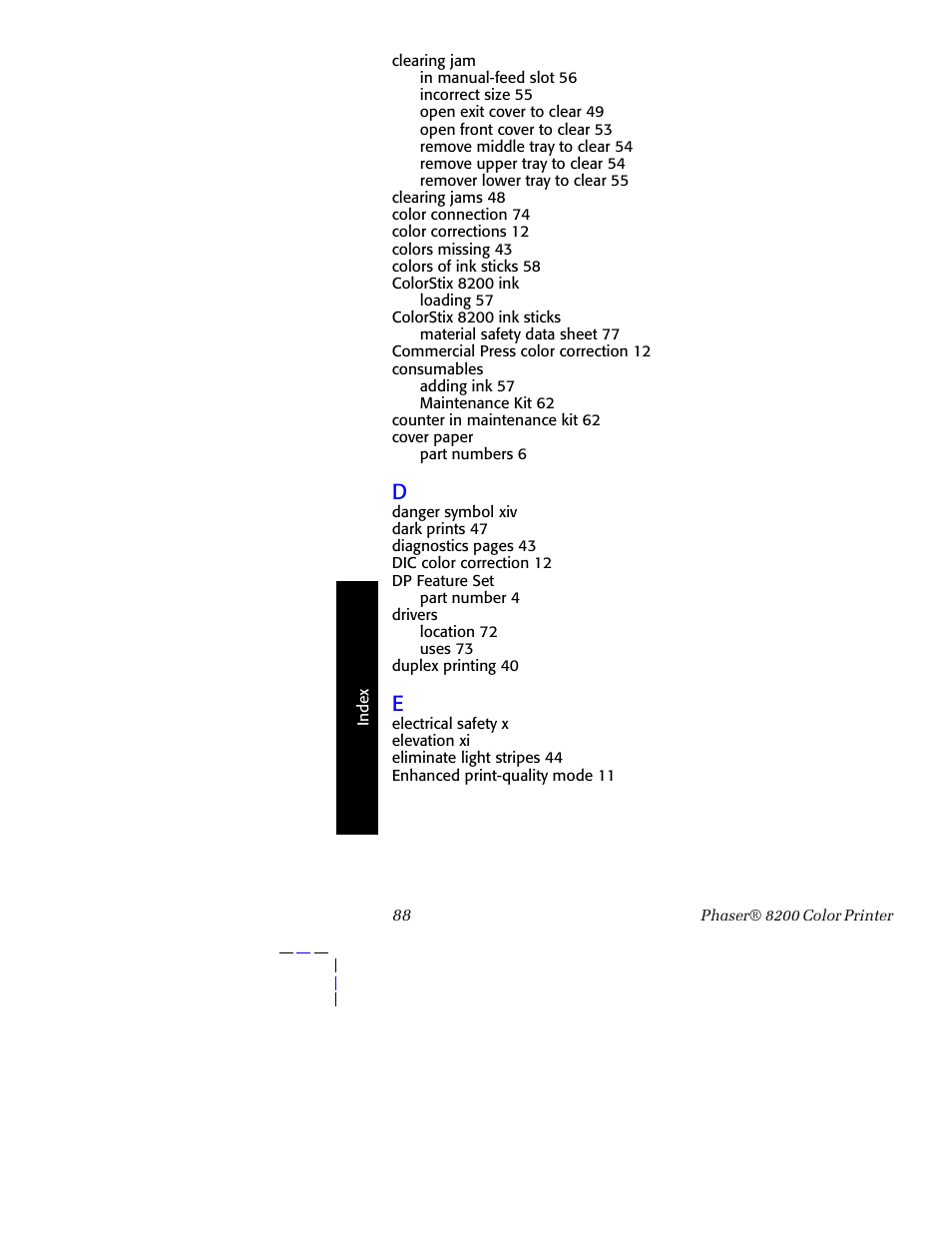 Tektronix Phaser 8200 User Manual | Page 102 / 109