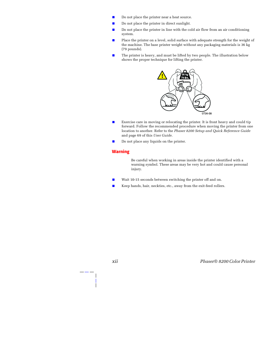 Tektronix Phaser 8200 User Manual | Page 12 / 109