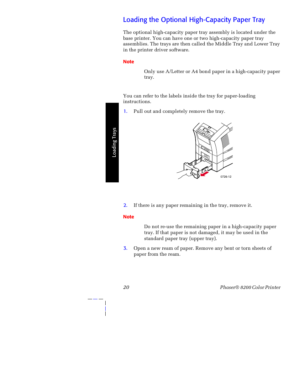 Loading the optional high-capacity paper tray | Tektronix Phaser 8200 User Manual | Page 34 / 109