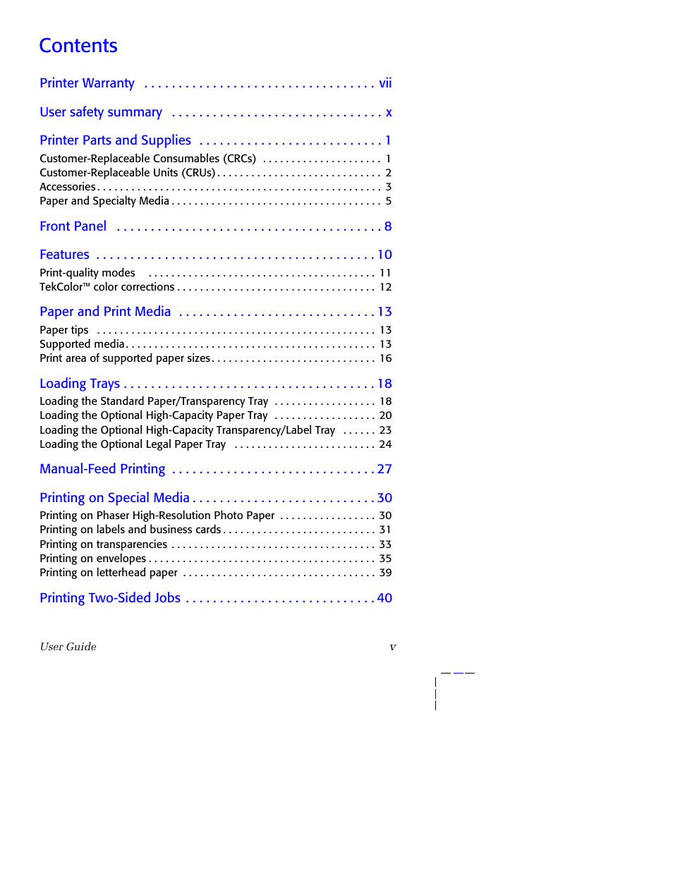 Tektronix Phaser 8200 User Manual | Page 5 / 109