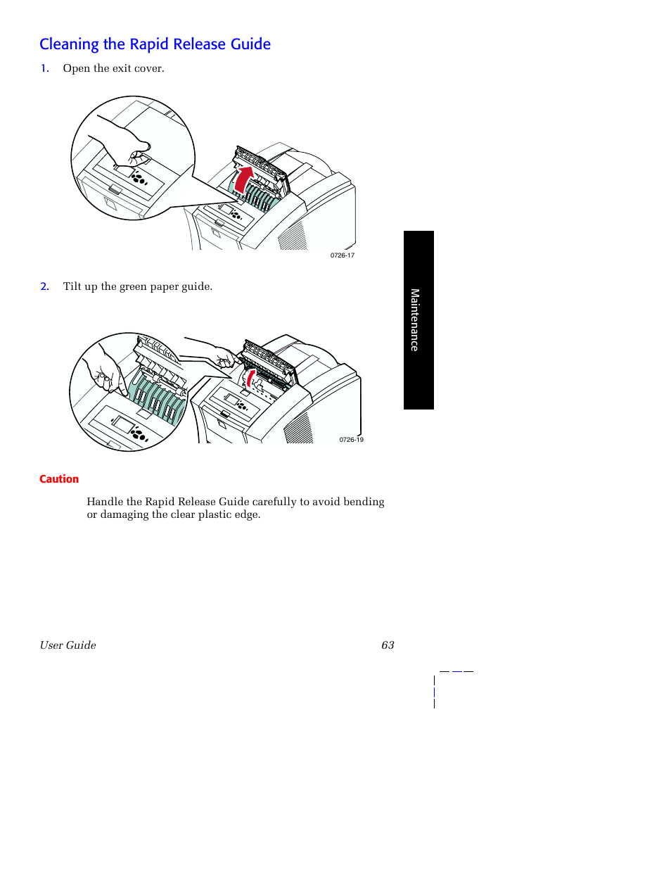 Cleaning the rapid release guide | Tektronix Phaser 8200 User Manual | Page 77 / 109