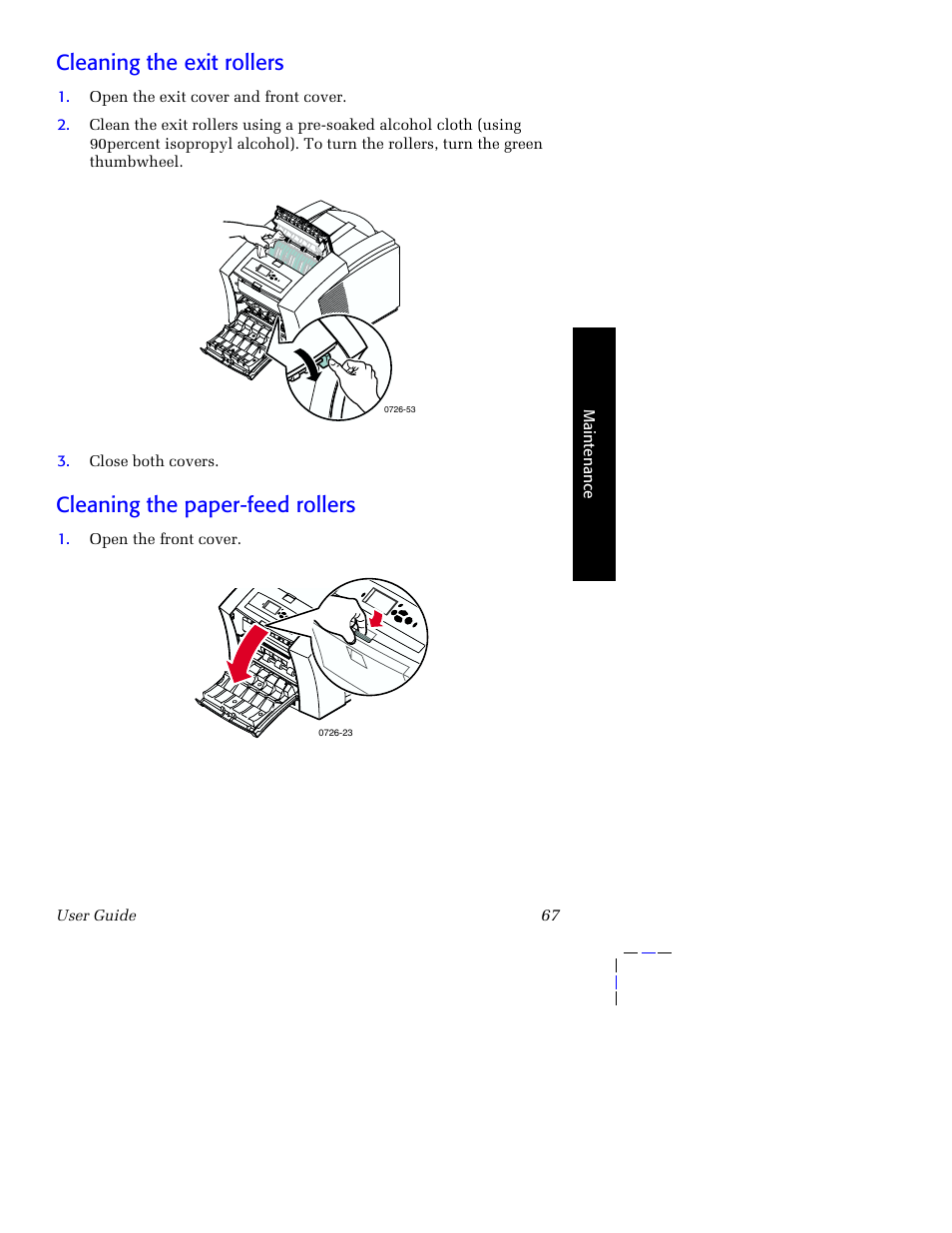 Cleaning the exit rollers, Cleaning the paper-feed rollers | Tektronix Phaser 8200 User Manual | Page 81 / 109