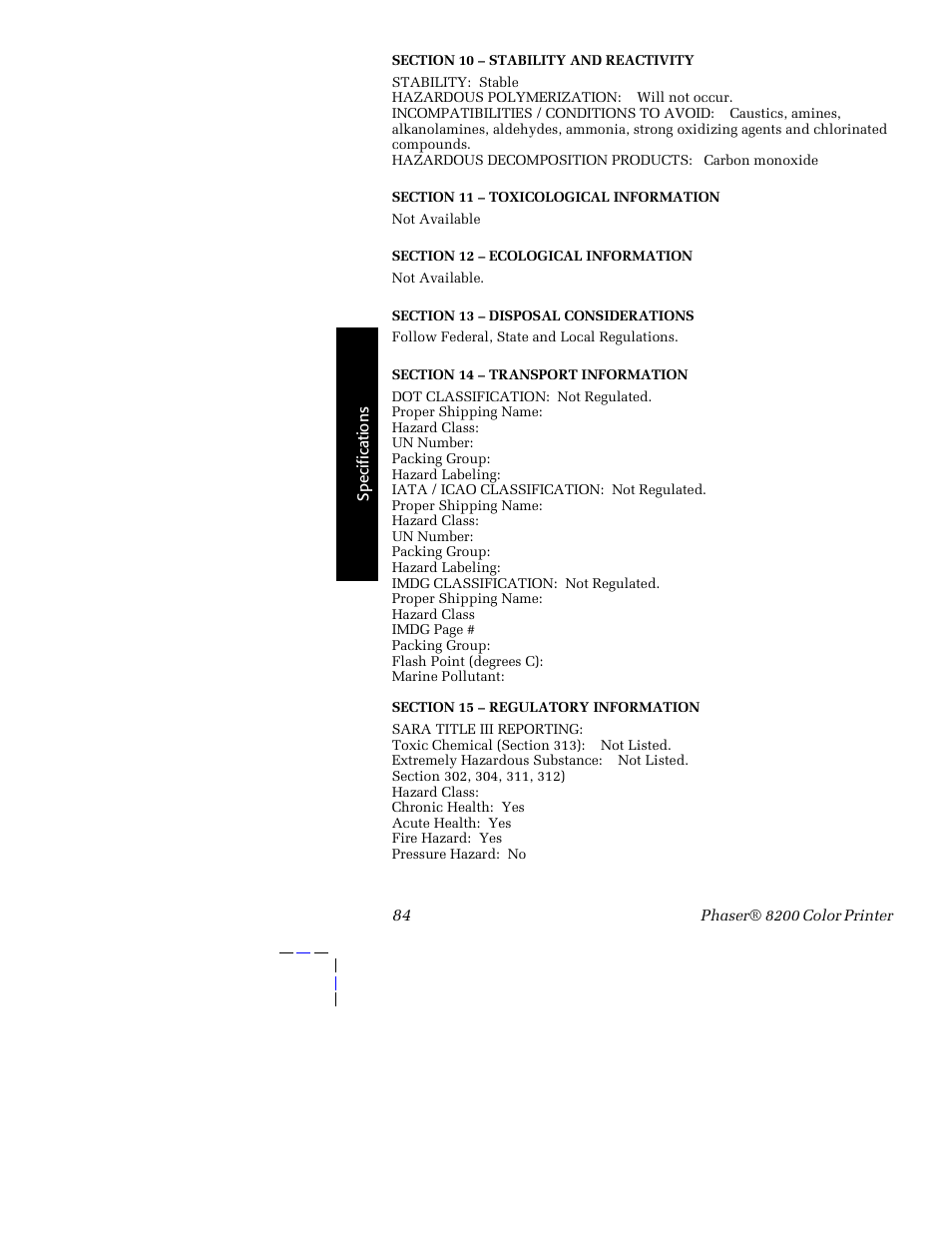 Tektronix Phaser 8200 User Manual | Page 98 / 109