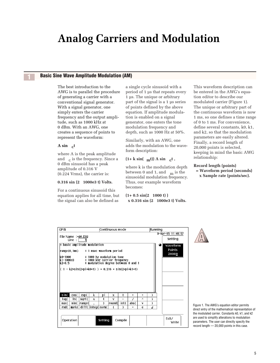 Analog carriers and modulation | Tektronix AWG 2021 User Manual | Page 5 / 36