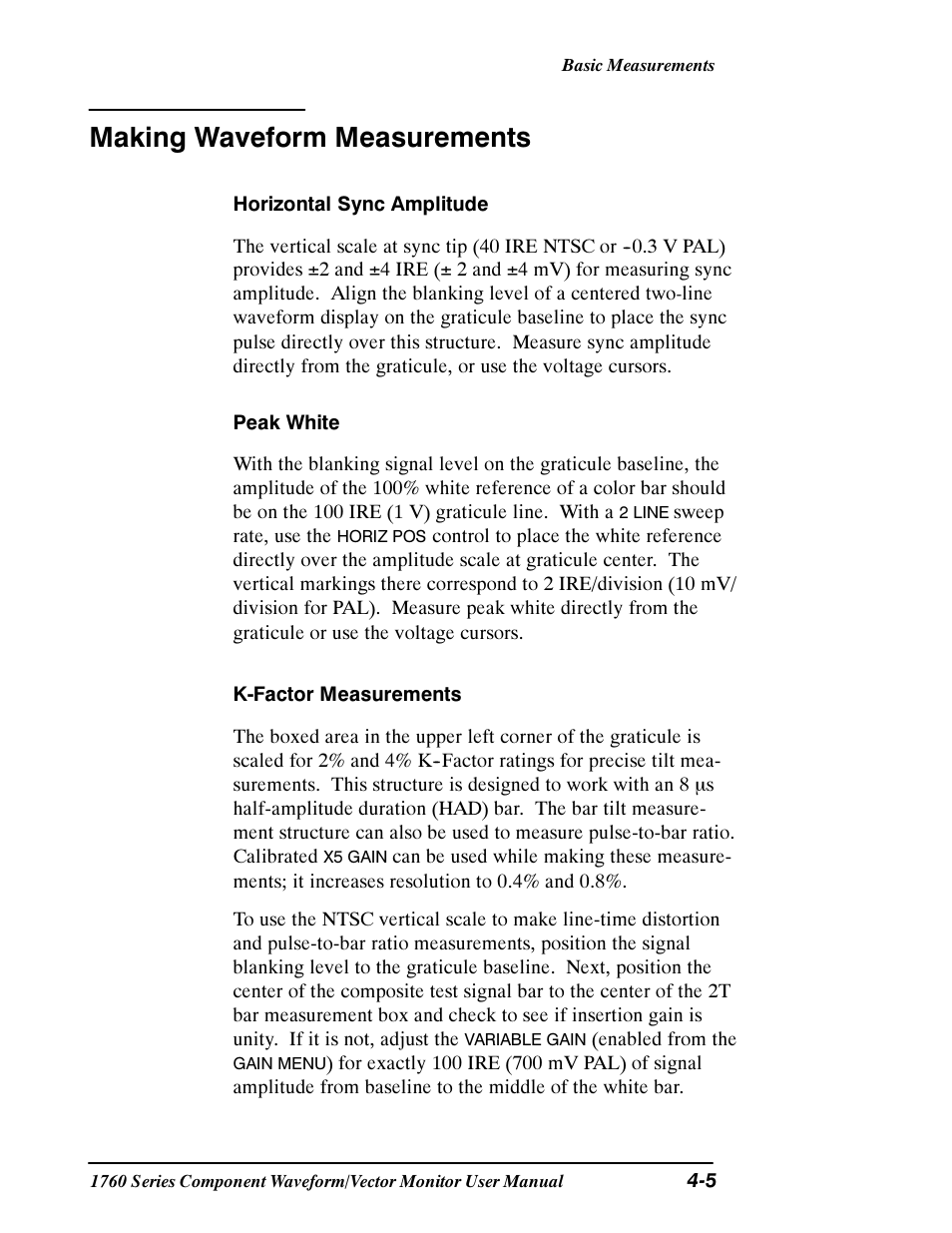 Making waveform measurements | Tektronix 1760 User Manual | Page 105 / 180