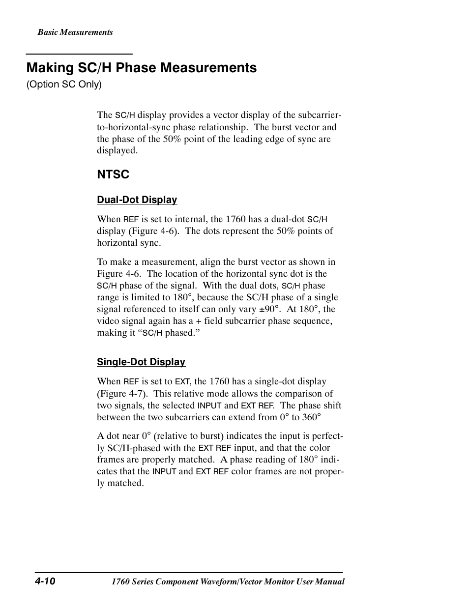 Making sc/h phase measurements, Ntsc | Tektronix 1760 User Manual | Page 110 / 180