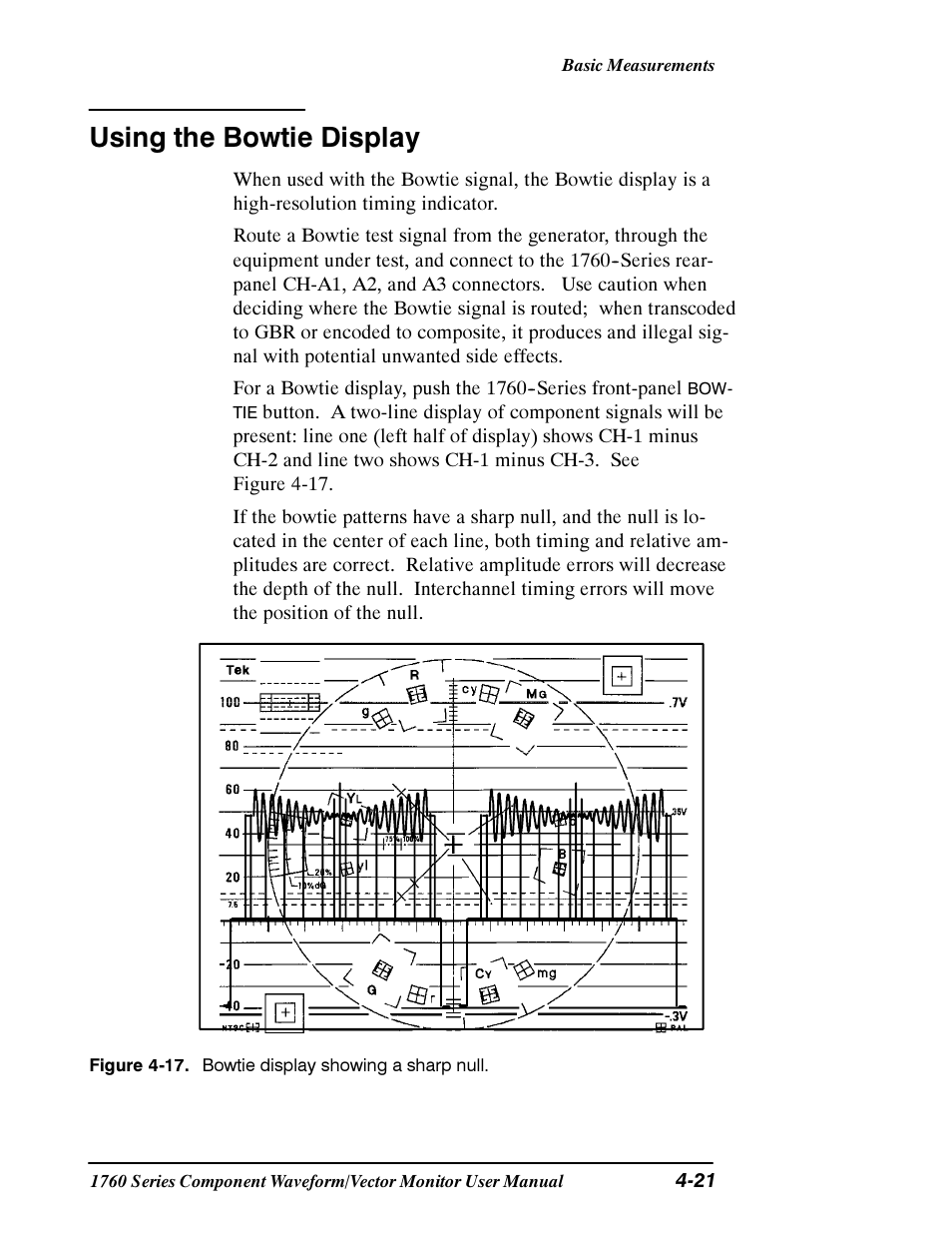 Using the bowtie display | Tektronix 1760 User Manual | Page 121 / 180