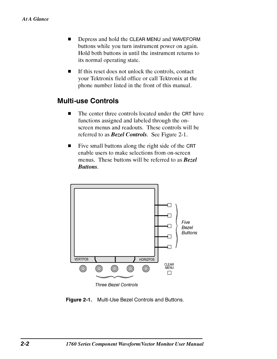 Multi-use controls | Tektronix 1760 User Manual | Page 40 / 180