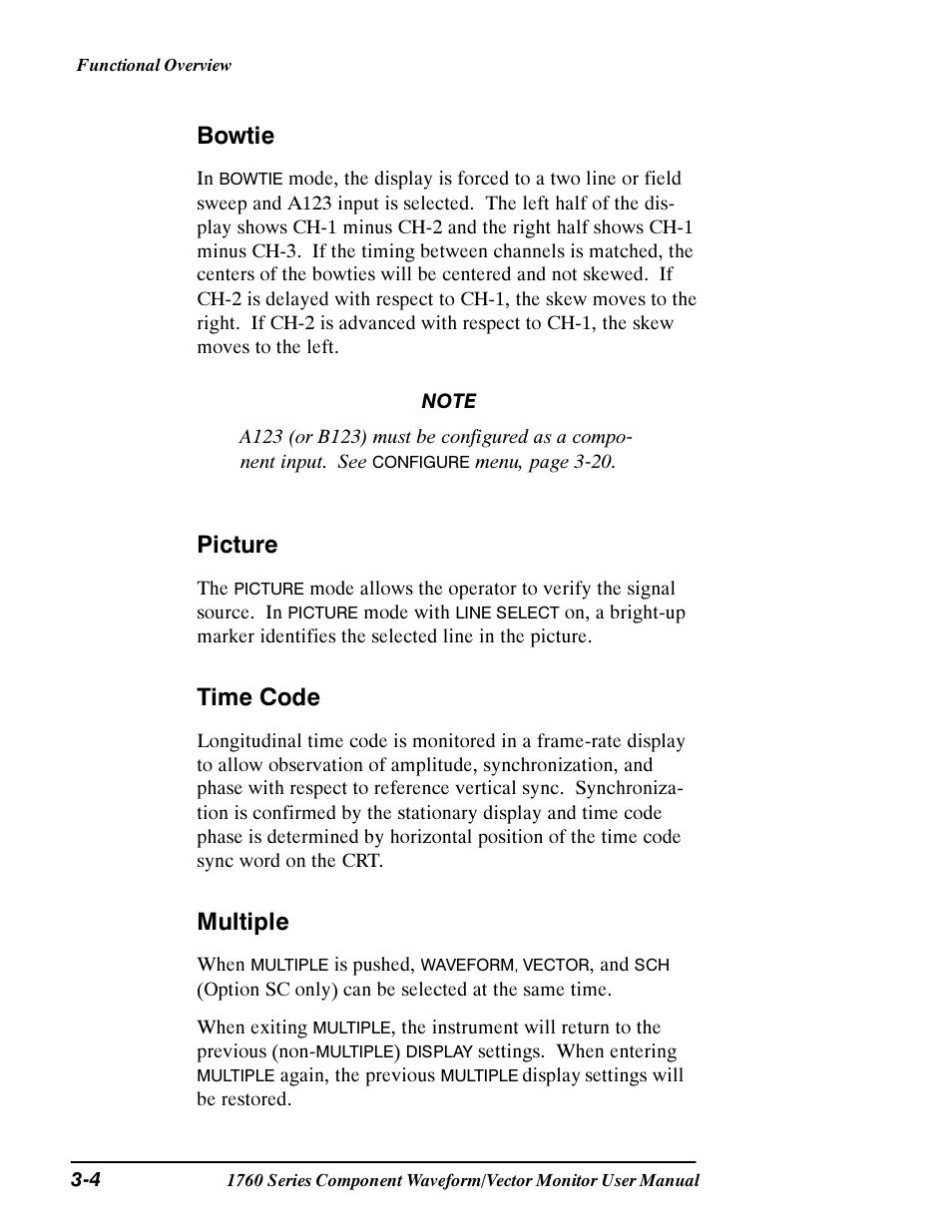 Bowtie, Picture, Time code | Multiple | Tektronix 1760 User Manual | Page 72 / 180