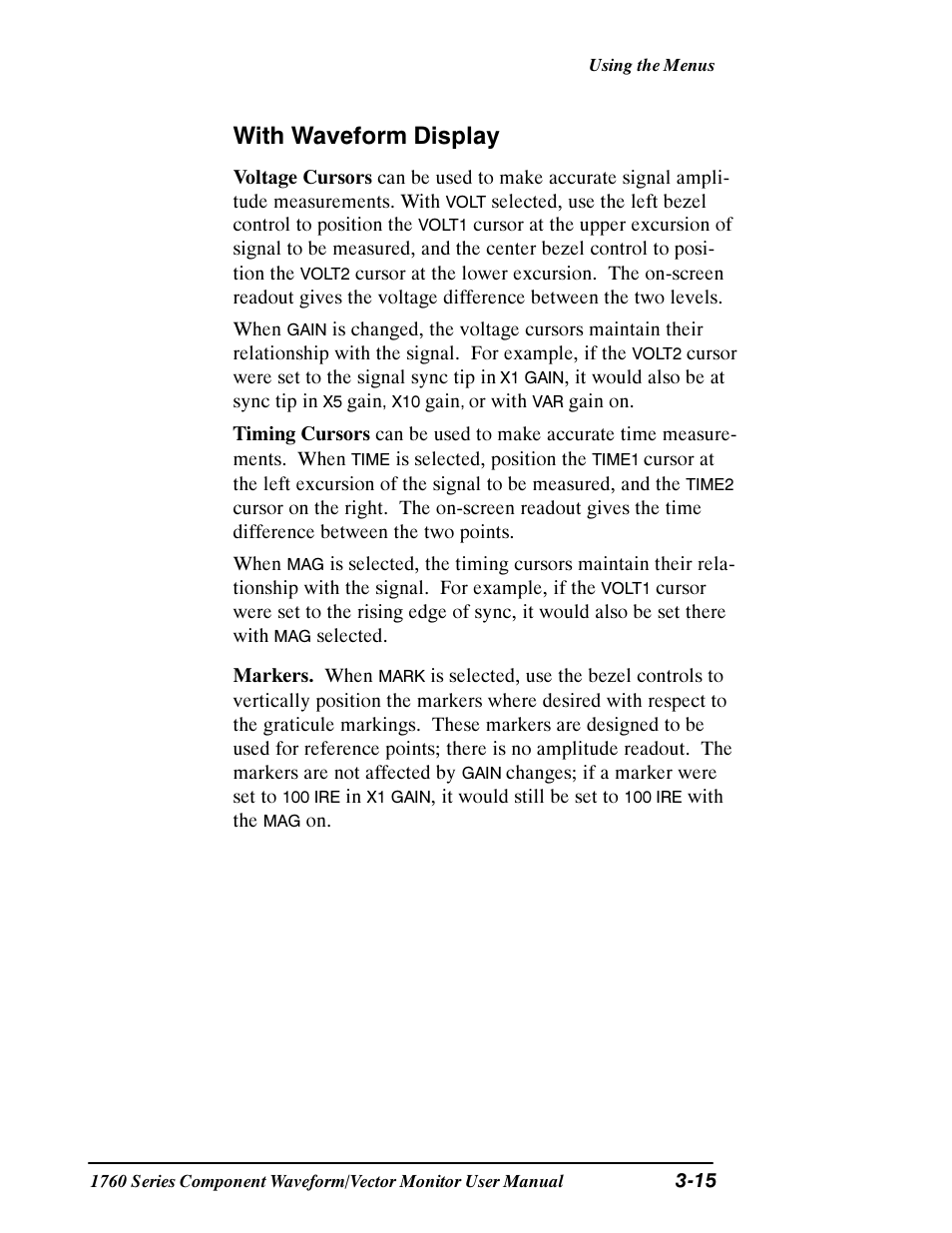 With waveform display | Tektronix 1760 User Manual | Page 83 / 180