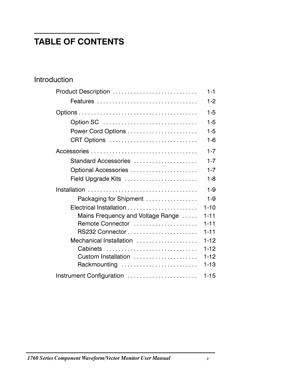 Tektronix 1760 User Manual | Page 9 / 180